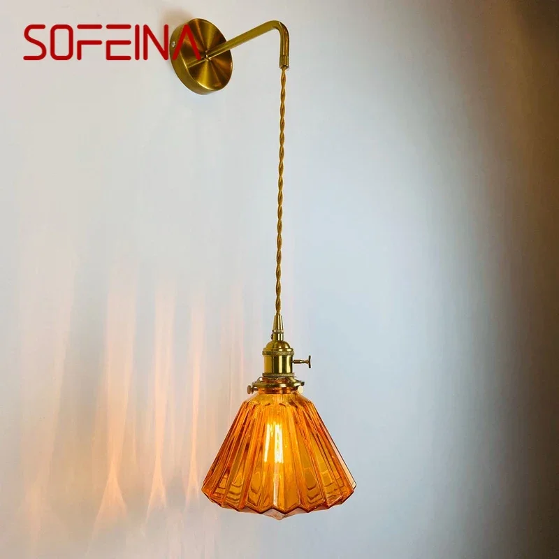 SOFEINA Nordic Brass  Wall Lamp Indoor Living Room Bedroom Bedside Lamp Modern Hotel Corridor Hallway Wall Lamp