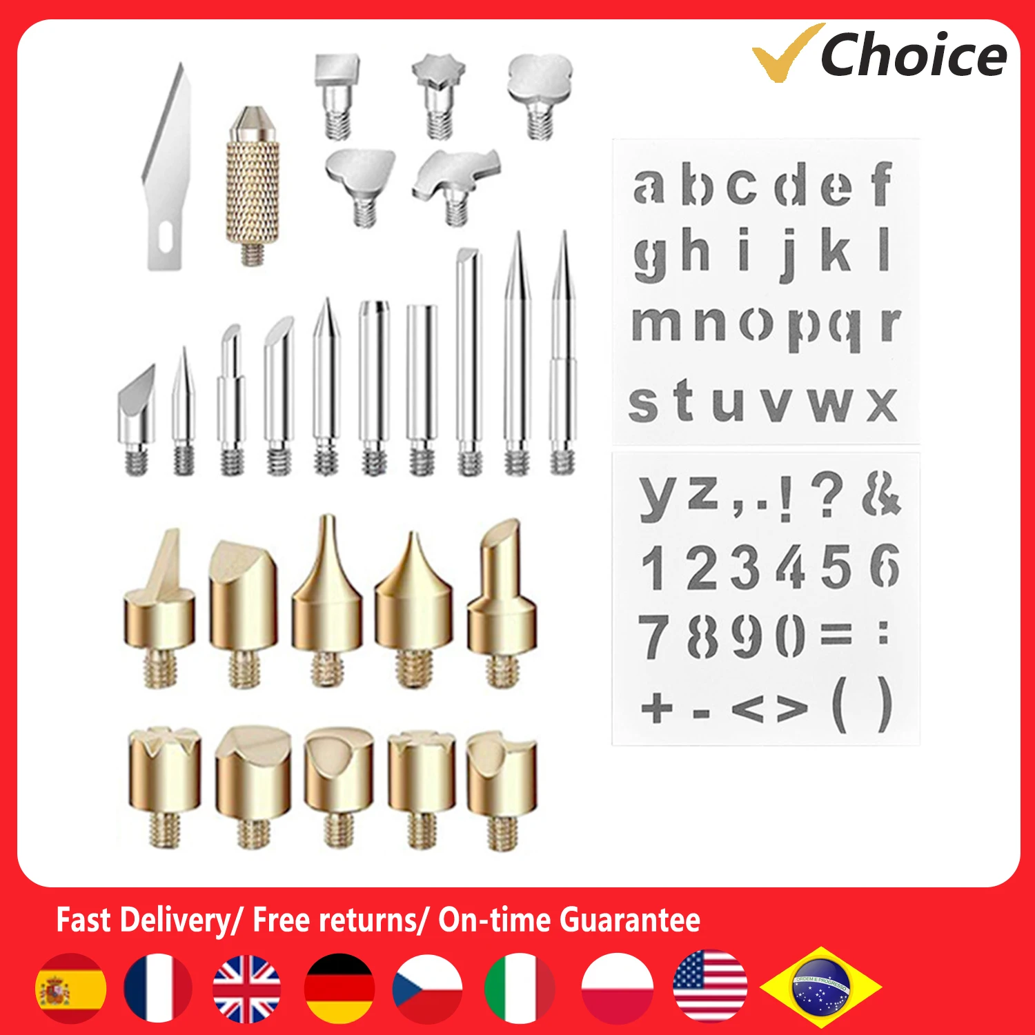 

Craft Welding Tips Internal Heat Pyrography Marking Soldering Iron Head Set Stencil Wood Burning Pen Tips Tool Kit