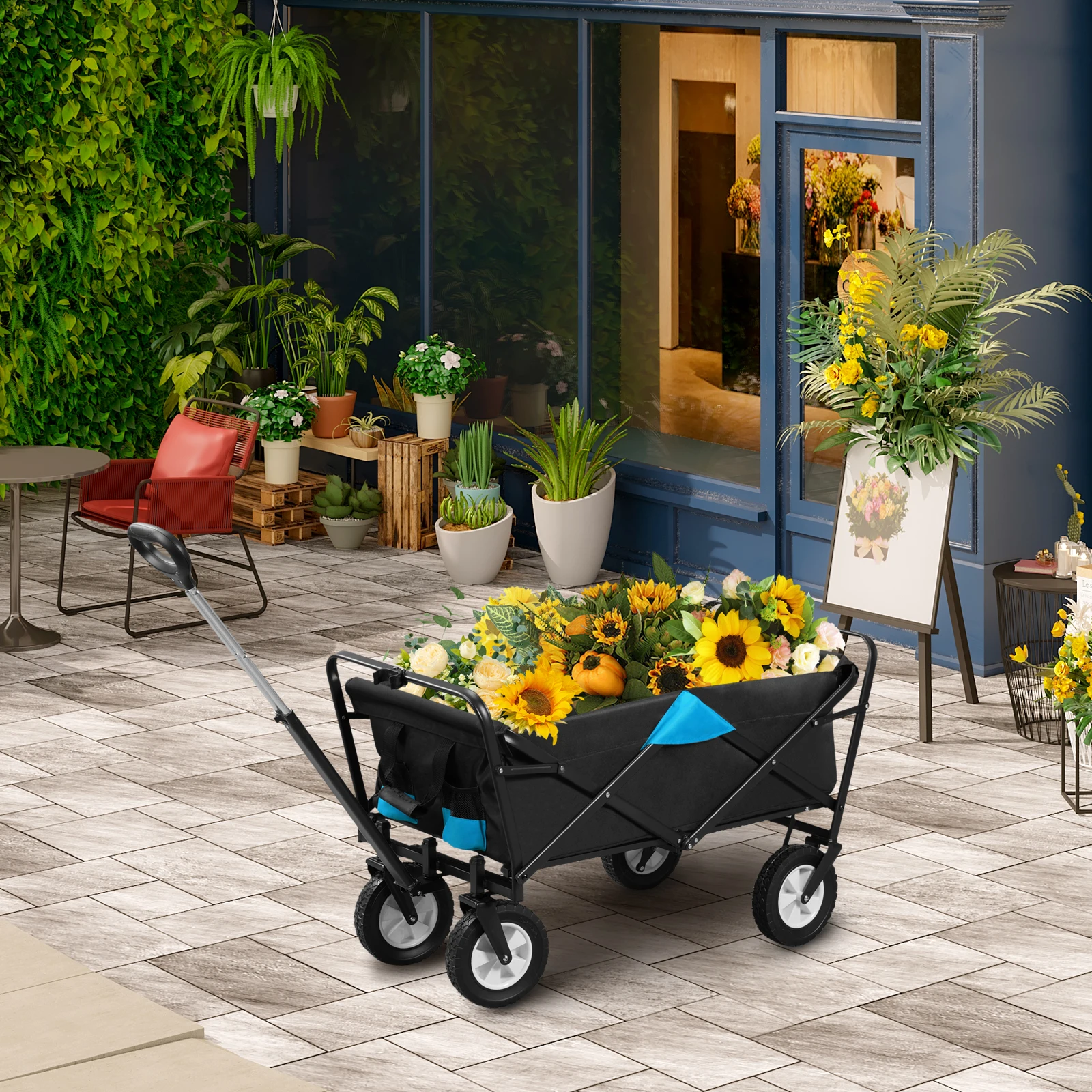 EUGAD Faltbarer 600D Oxford Camping-Trolley mit Griff/Rädern, Klappbarer Picknick- und Strandwagen für Outdoor und Garten – Detail 16