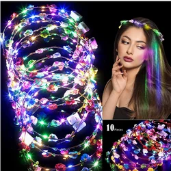 1/5Pcs LED Light Flower Headband Garland for Women Luminous Headpiece Wedding Crown Hairbands Birthday Party Hair Accessories