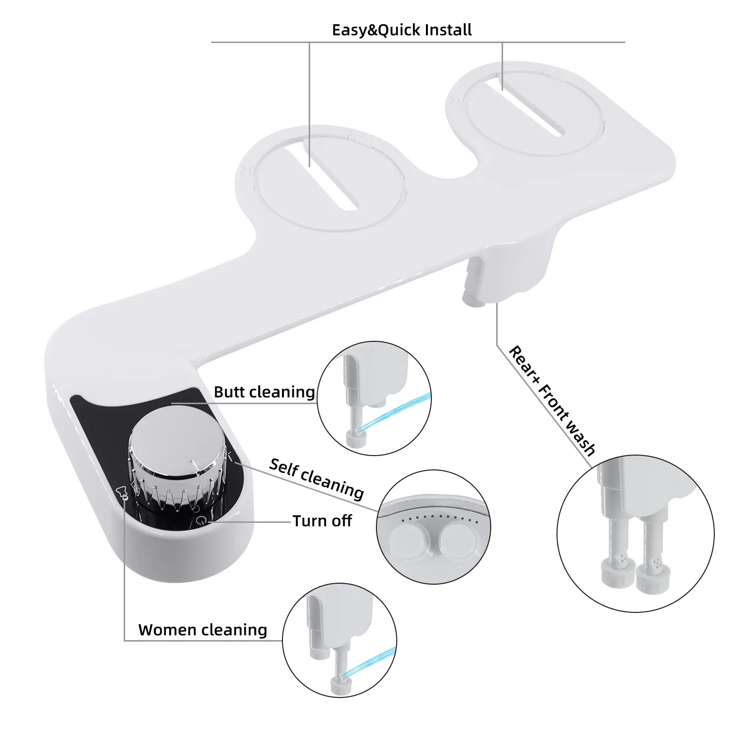 Non-electric bidet, toilet seat, bidet attachment, toilet seat, attachment