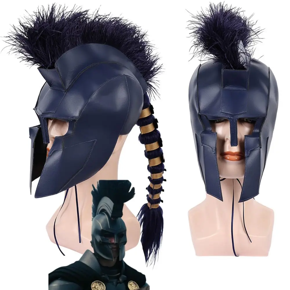The Odyssey Cosplay Agamemnon Leather Helmet Mask Costume Accessories Adult Men Roleplay Fantasia Props Halloween Carnival Gifts