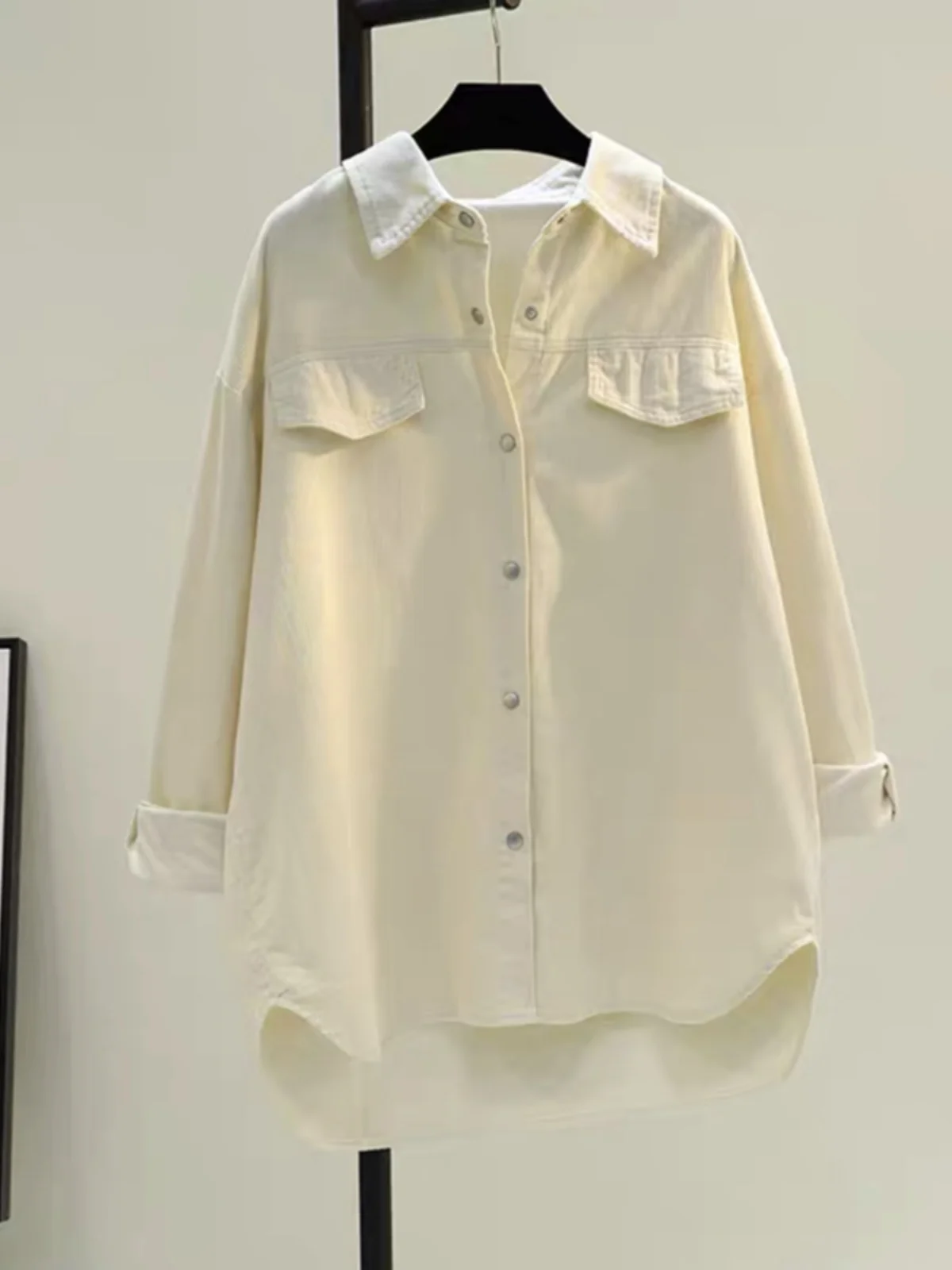 

Dongda Gate Retro Corduroy Shirt Jacket Women's Spring Autumn Loose Casual Mid-Length Top Trendy Korean Style Straight Tube