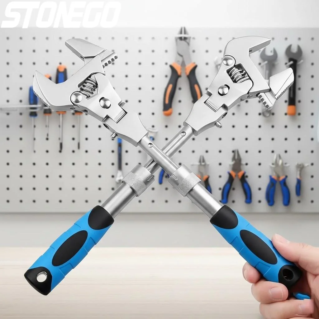 

Многофункциональный регулируемый гаечный ключ 5-в-1 с поворотной головкой из нержавеющей стали, удлиненный, устойчивый к ржавчине, для механиков, сантехников и домашних мастеров