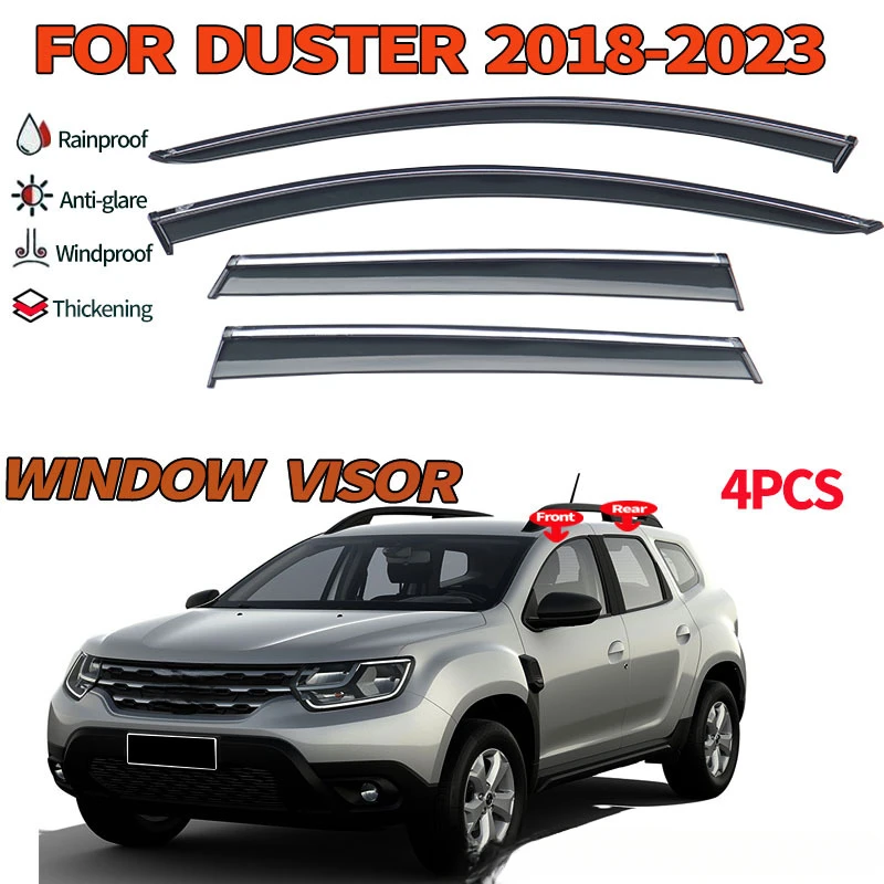 Thickening Two Design Side Window Visor Deflector For Duster 2018 2019 2020 2021 2022 2023 Weather Shield Visor Sun Rain Guard