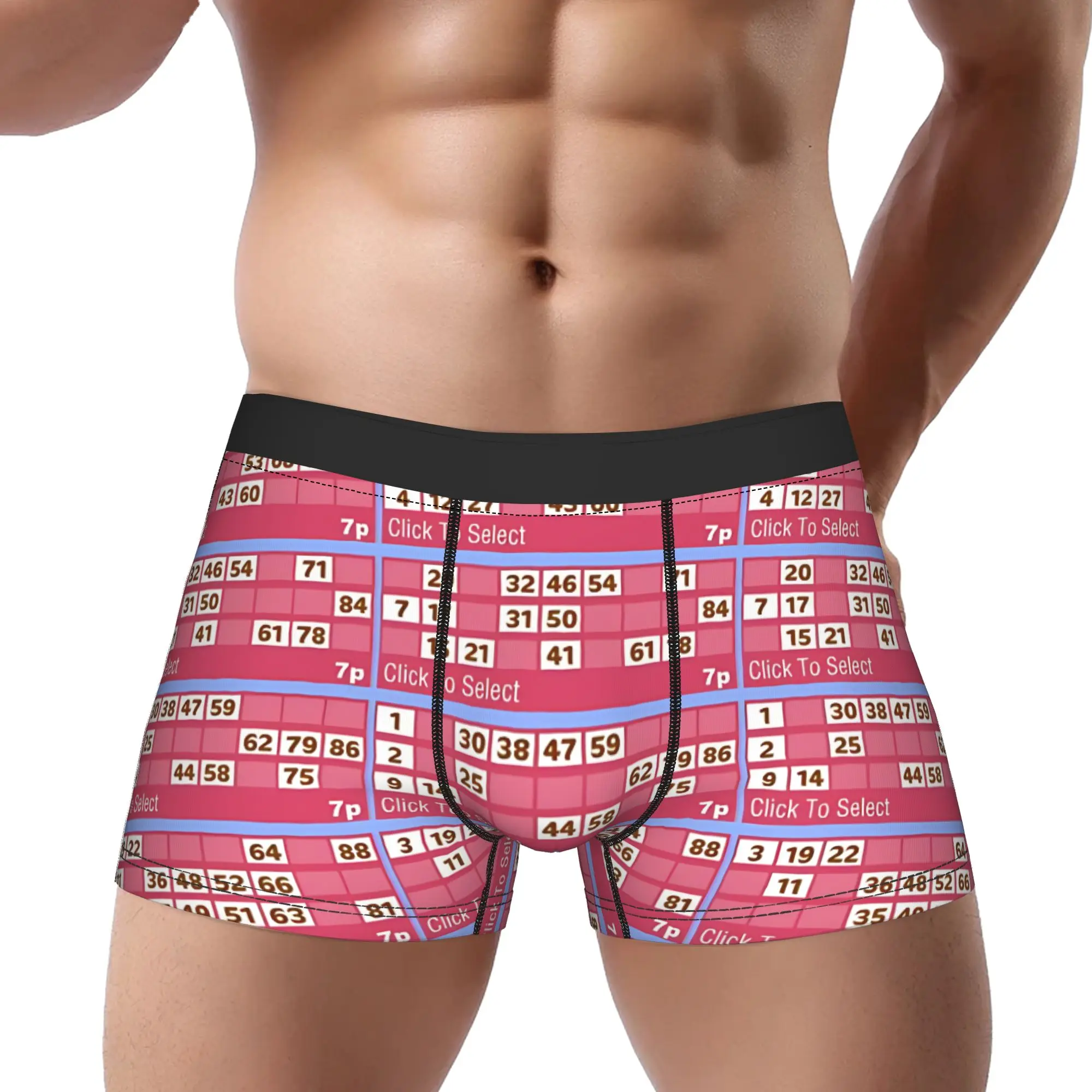 1piece Full Bingo Card Design with Numbers  Underpants Homme Panties Male Underwear Comfortable Shorts