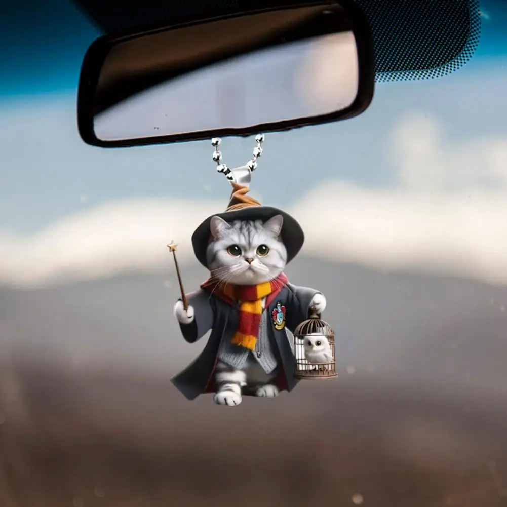 Acrylic Magic Kitten Decor Adorable Acrylic Cat Pendants for Car Xmas Tree Decorations Set of 2 Cute Hanging Ornaments with Easy