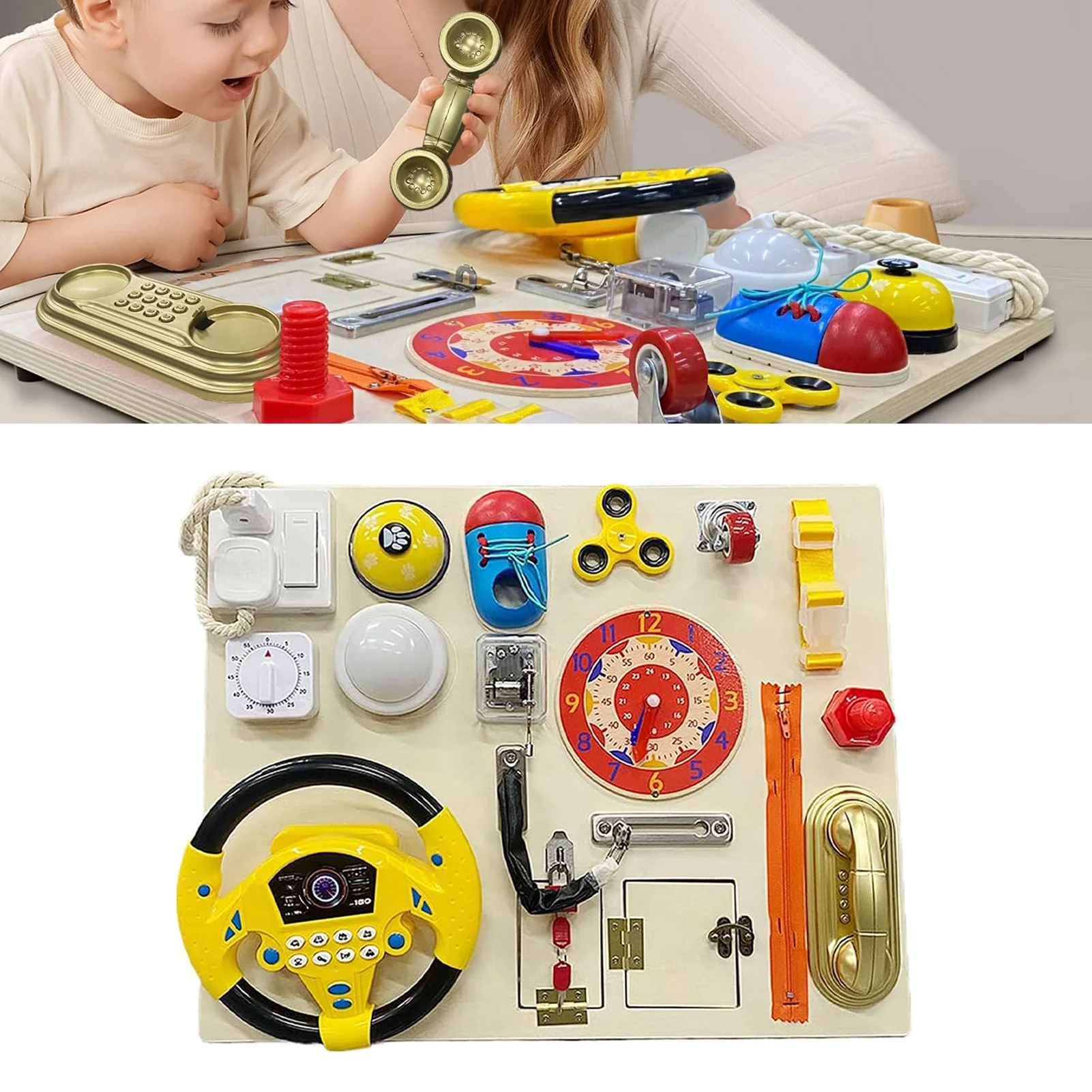 Atividade sensorial multifuncional da criança, brinquedo de aprendizagem da placa sensorial das crianças tamanho grande crianças placa de atividade de madeira brinquedo de aprendizagem