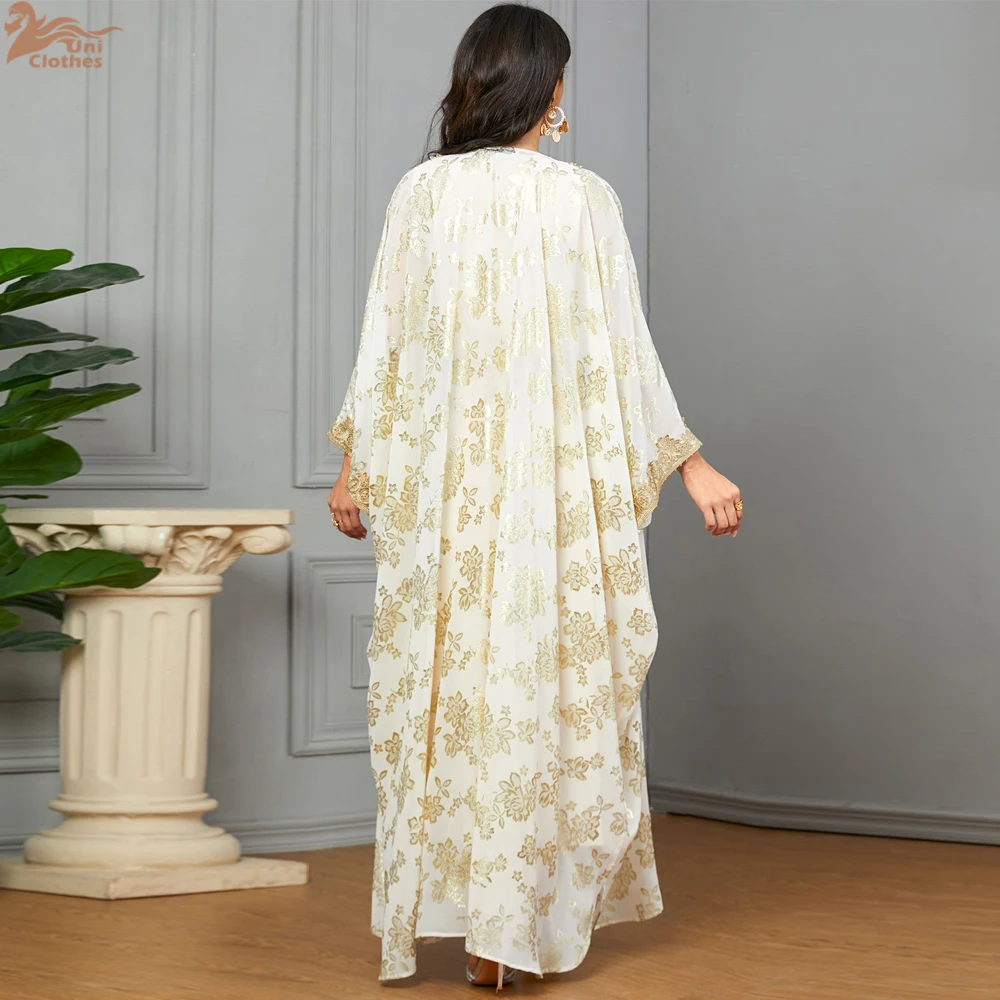 Robe de soirée musulmane Eid pour femmes Abaya avec Robe intérieure ensemble 2 pièces Jalabiya Ramadan Abayas Robe Caftan robes Largos 2025