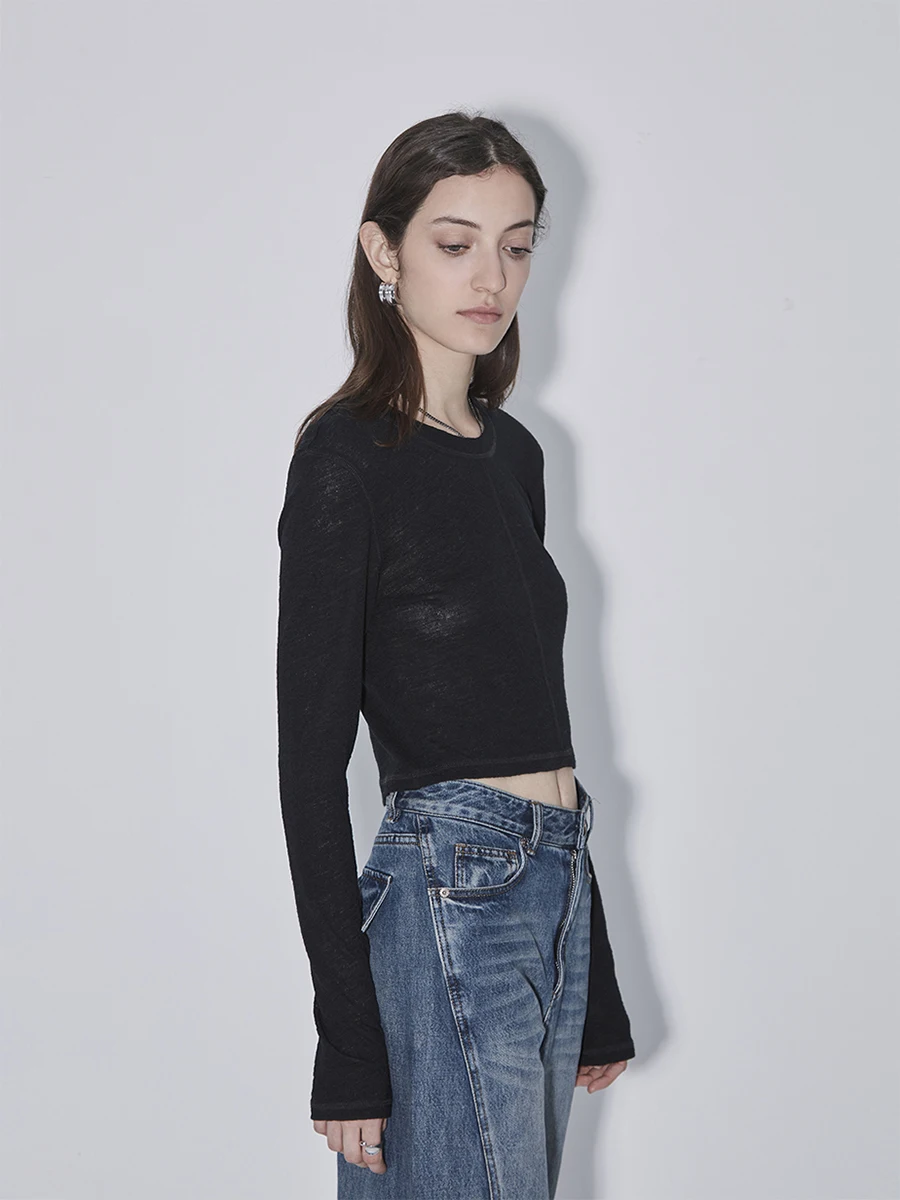 

Yoursoul Limitl 00% Strong Twist Wool Long Sve round Ne ort Футболка женская Slim Fit Base irt Cool Sle Pure Color
