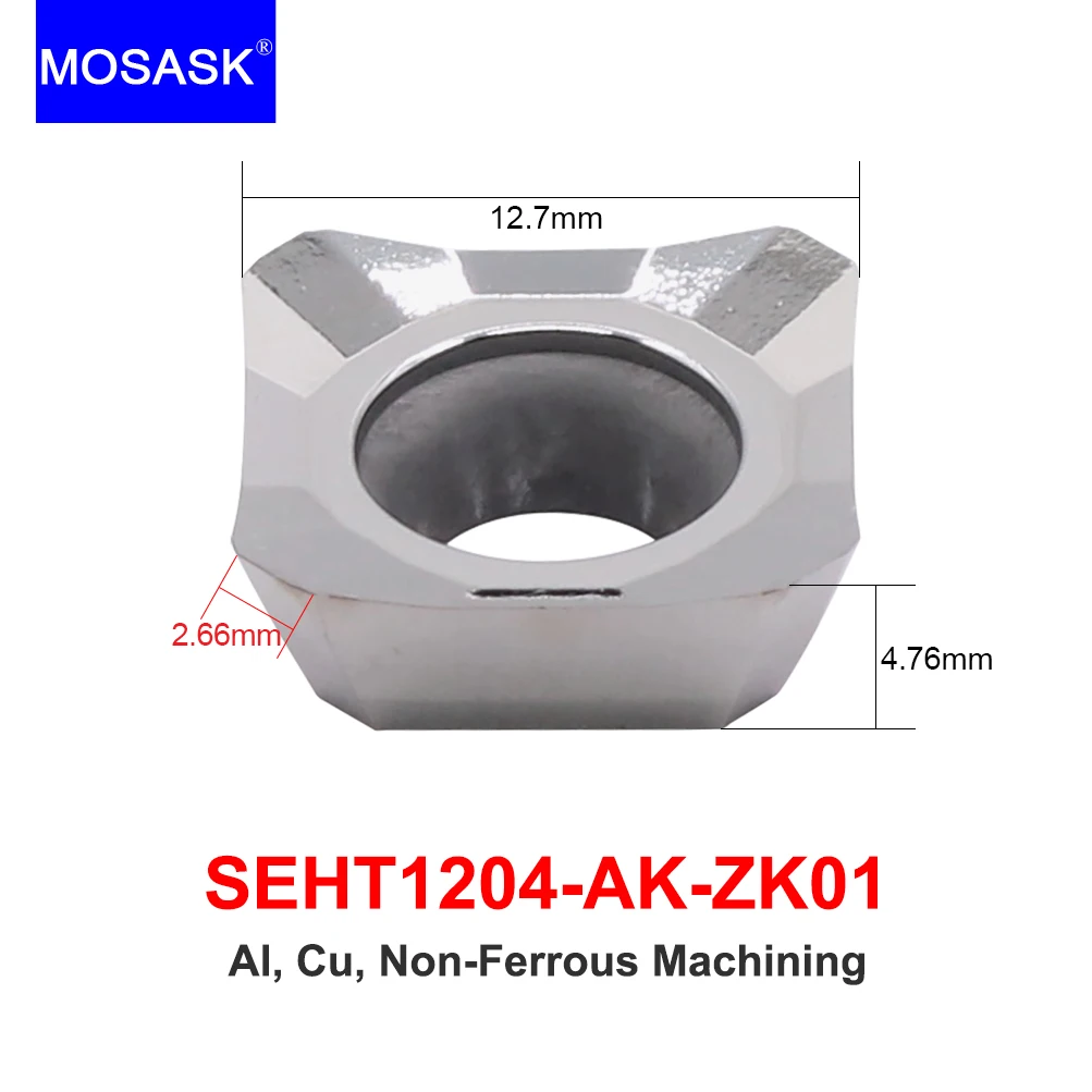 Imagem -04 - Mosask-ferramentas de Fresagem Facial Km45 10 Peças Estrutura de Carboneto de Tungstênio Semi-acabamento Cobre Torno Cnc 1204 Zk01