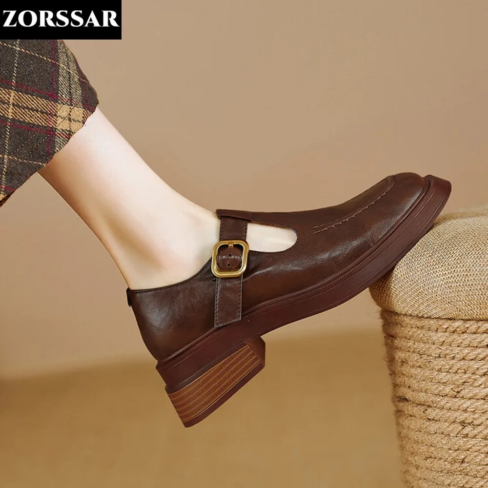 

High Quality Vintage Classic Low Heel Mary Janes Shoes For Women Office Chunky Heel Pumps Japanese Style Jk College Student Shoe