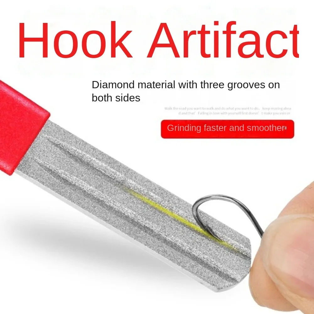2Pcs Double-Sided Fishing Hook Sharpener Diamond Stone Anti-skid Fish Hook Grinder Fishing Accessories for Outdoor Fishing