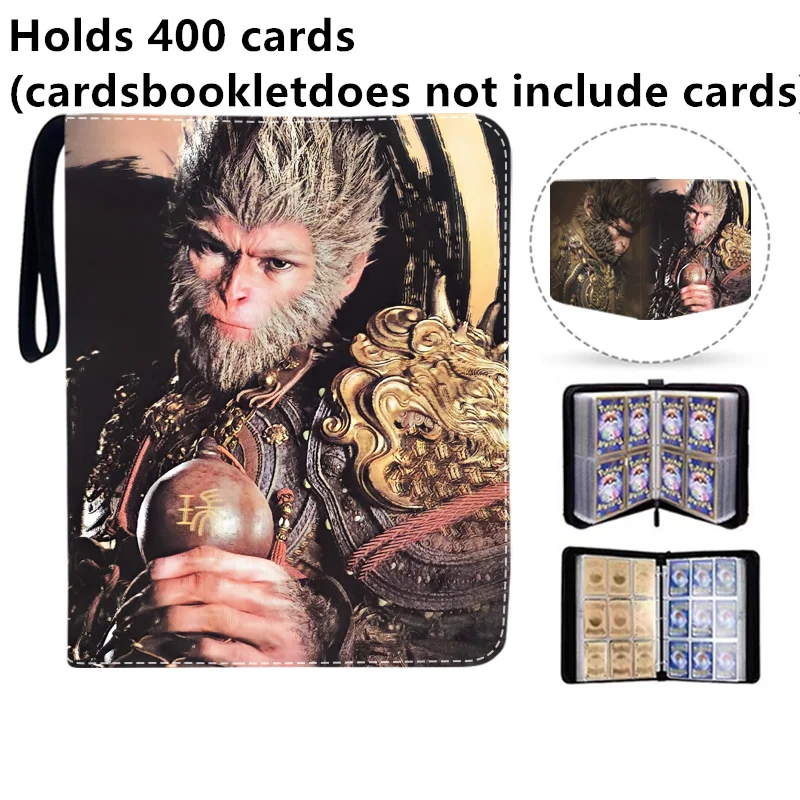 400/900pcs Black Myth: Wukong Card Album Book Folder 4/9 Card Slots Collections Zipper Double Pocket Zipper Card Binder Holder