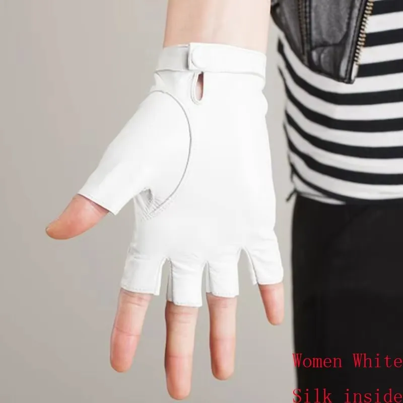 New Fashion High Quality Soft Women Men Half Finger Genuine Leather Motocycle Fingerless Sheepskin Gloves  S74