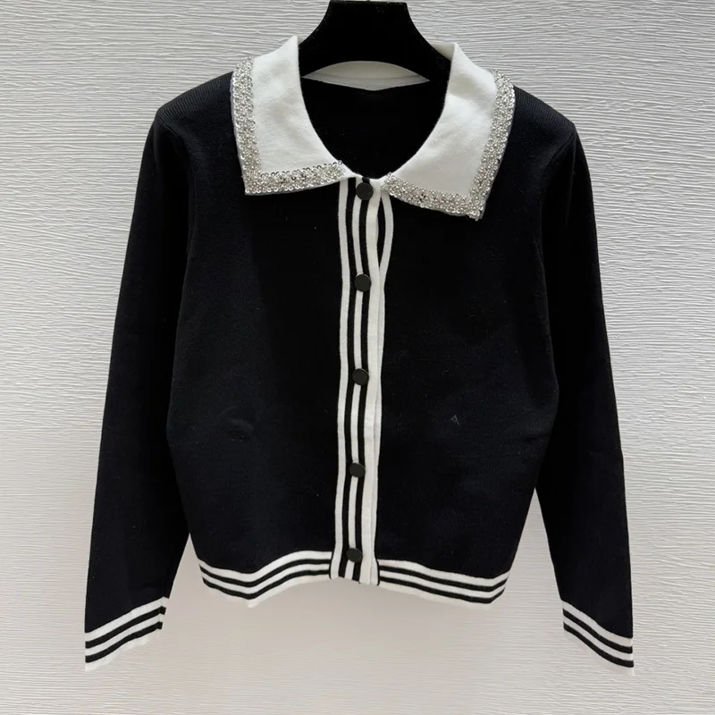 

High-quality multi-color single-button lapel embroidered logo women's cardigan sweater Classic comfort 251004155