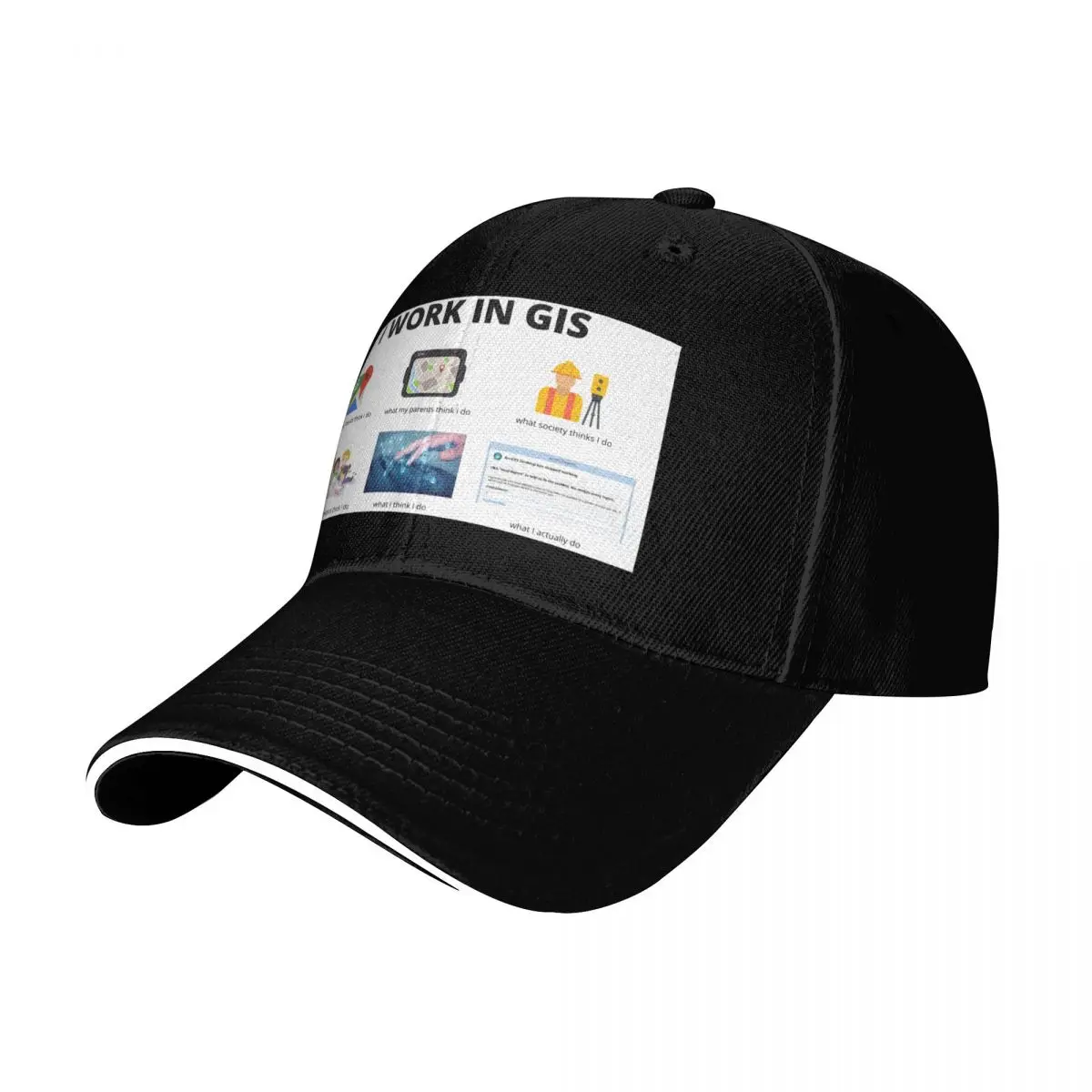 

I WORK IN GIS Baseball Cap luxury woman cap Hat Man For The Sun Unique hats Beach Outing Women's Golf Wear Men's