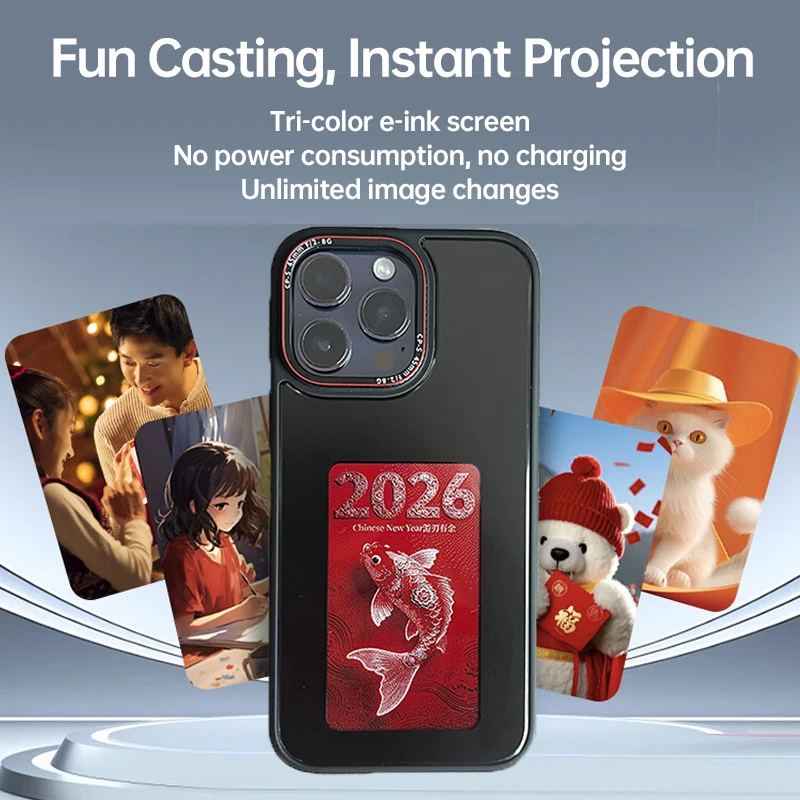 

3.7 inches E- ink phone case photos Display Wireless transmission DIY screen for iphone 15/14/13 Pro Max 3-Colors Display Screen