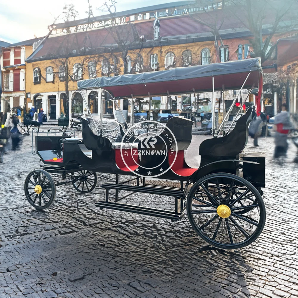 Premium European Retro Horse Carriage Elegant Vintage Sightseeing Tourist Horse Carriage for Resort Scenic Area