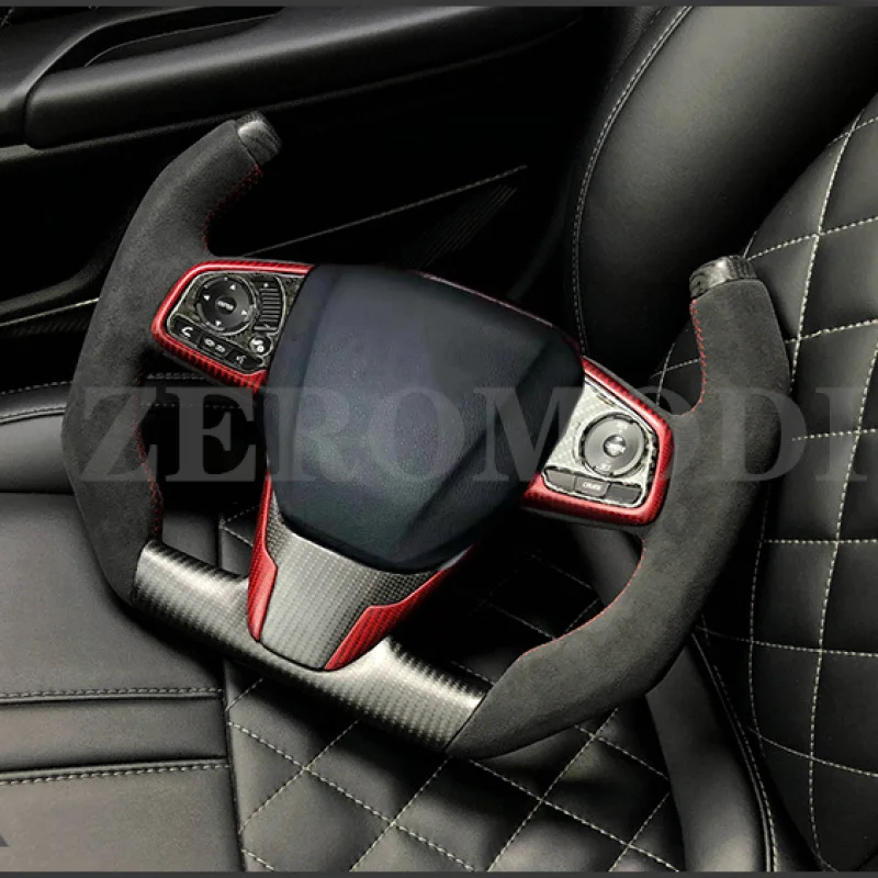 F1 Racing Cuatomized Carbon Fiber Sports Steering Wheel Alcantara Leather Compatible for 10th Generation Honda Civic 2010-2020