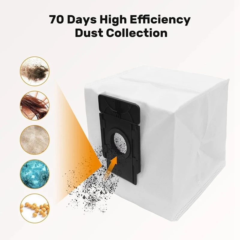 كيس غبار لـ 360 S8 Plus/ TP-Link Tapo RV30 Plus / Tapo RV10 Plus / Verefa L11 Pro أجزاء المكنسة الكهربائية الروبوتية 6 قطعة