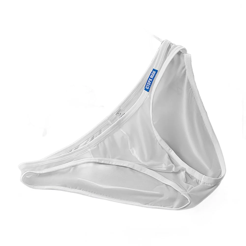 

Translucent Ice Silk Elastic Men Briefs Low Waist Underwear Pouch Sports Fitness Casual Panties Underpants For Man