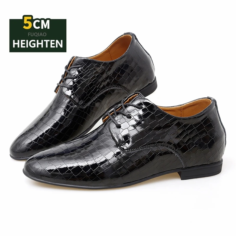 

Мужские и женские туфли на скрытой танкетке 5 см с эффектом увеличения роста, со змеиным принтом, на шнуровке, модные, повседневные, деловые, официальные, свадебные, увеличивающие рост.