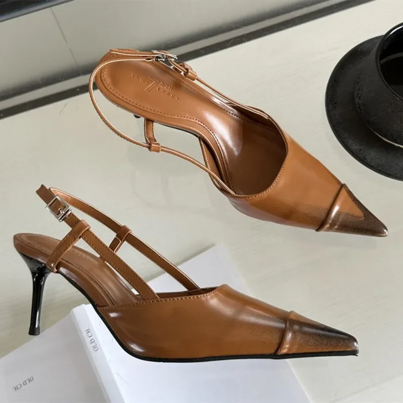 Pointed Toe Pumps Women Stiletto Heel Sandals Brand Party Dress Shoes Elegant Office Footwear Summer Slingback Sandalias Female