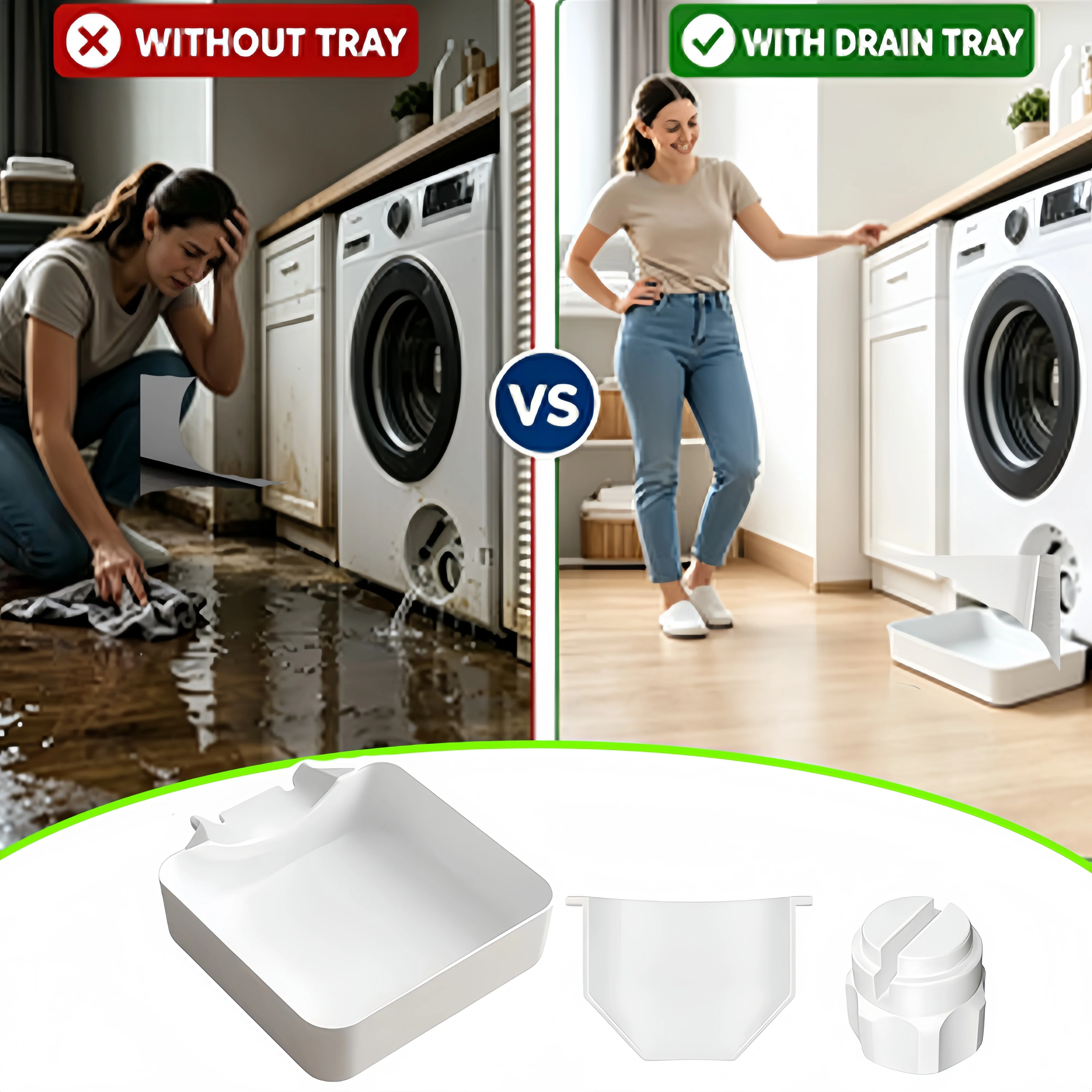Washing Machine Drain Tray Universal Washing Machine Drain Funnel Special Drip Tray for Cleaning Lint Filters Water Collection Tray Prevents Floor Water Leakage Drain Tray Water Guide Board Mounting Nut
