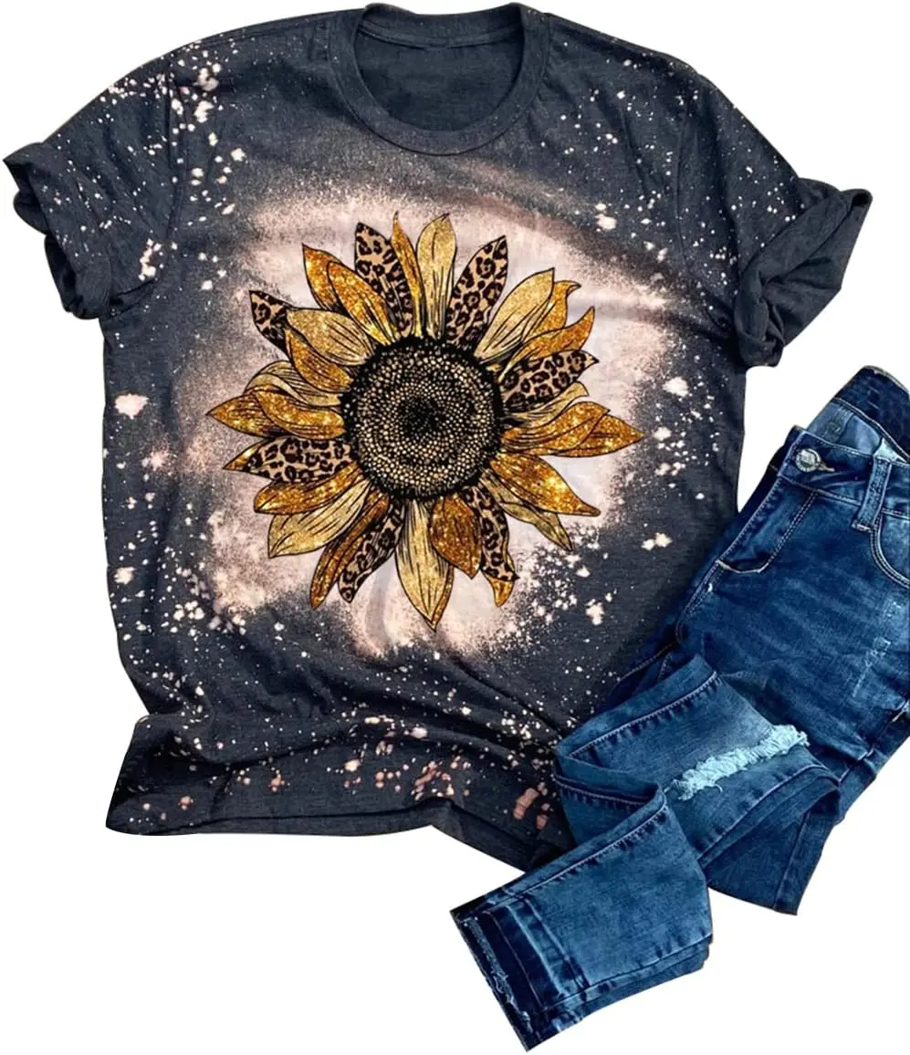 

Рубашки с подсолнухом для женщин, милые футболки с рисунком, забавные футболки с буквенным принтом, топ