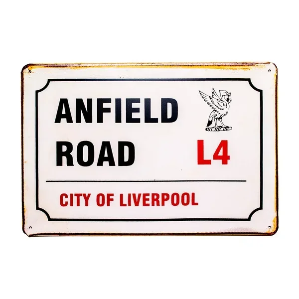 Vintage Retro Anfield Road City Of Liverpool Big Metal Tin Sign Home Bar Poster  Painting    Plaque