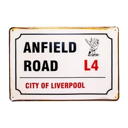 Vintage Retro Anfield Road City Of Liverpool Big Metal Tin Sign Home Bar Poster  Painting    Plaque