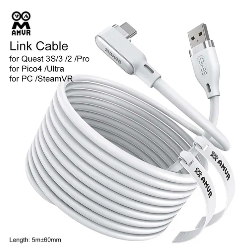 AMVR nuevo Cable de enlace de 5m para Quest 3S/3/2/Pro Cable USB para accesorios PICO 4/4 Ultra VR