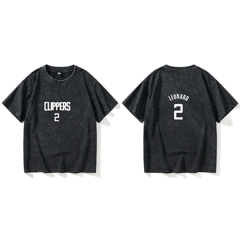 

Kawhi Leonard Paul George Бескетбольная спортивная футболка ort Sve round Ne Большой размер ex Хлопковый впитывающий пот летний топ