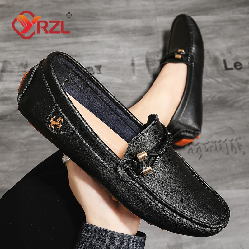 

YRZL Loafers for Men 2024 New Handmade Moccasins Men Flats Casual Leather Shoes Luxury Comfy Mens Loafers Size 48 Shoes for Men