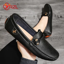 YRZL Loafers for Men 2024 New Handmade Moccasins Men Flats Casual Leather Shoes Luxury Comfy Mens Loafers Size 48 Shoes for Men