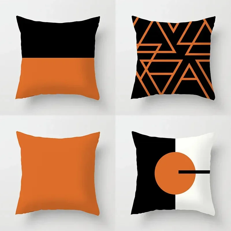 Nordic Orange Pattern Abstract Art Throw Pillow Cover Sofa Cushion  Home