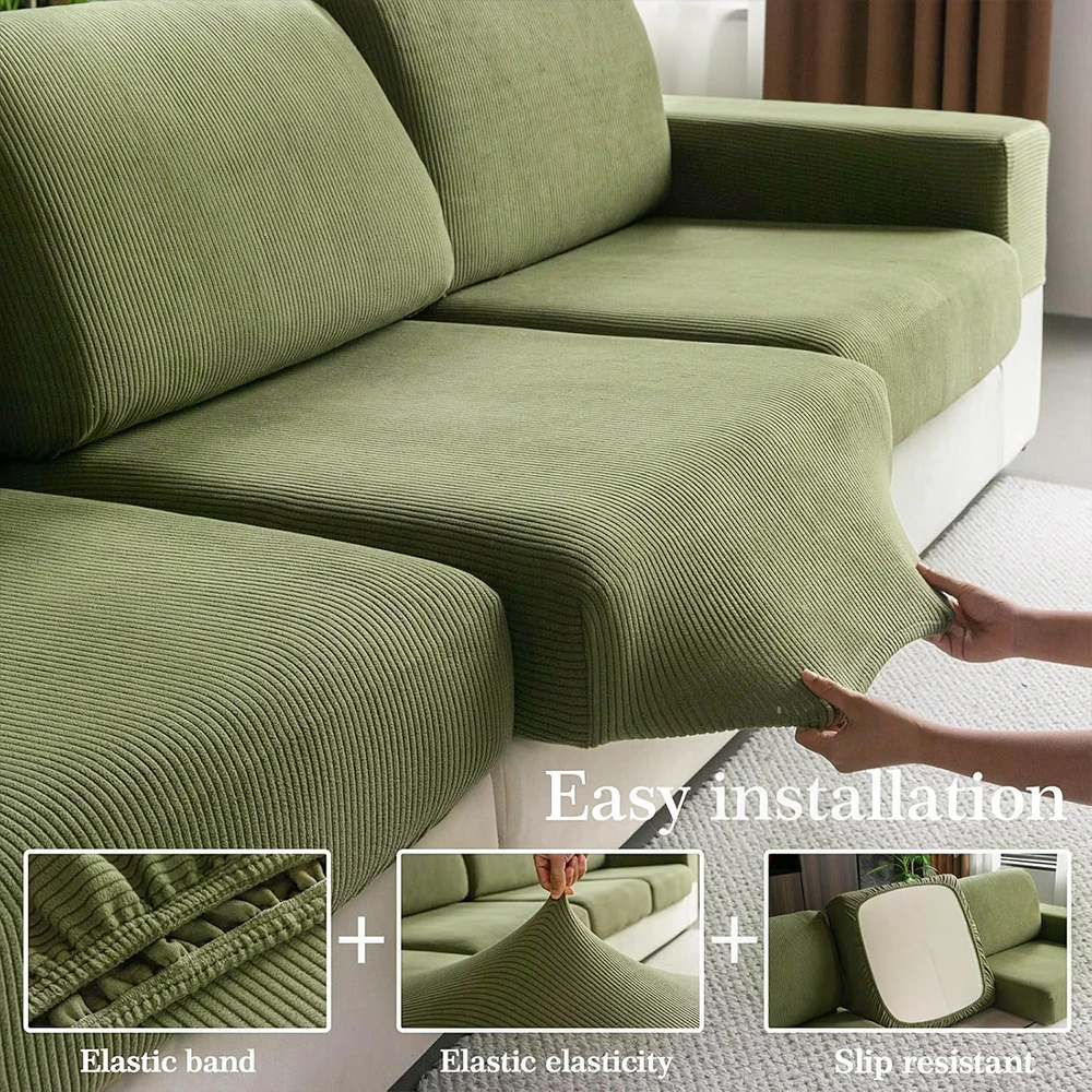 Nuevas fundas de sofá de Jacquard a rayas, funda de asiento de sofá seccional elástica de Color sólido, funda de sofá suave y gruesa, decoración del hogar, 1 ud.