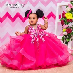 Princesse Enfant O-neck Flower Girl Dress Lace Appliques A-line Butterfly Sleeveless Ball Gown Extravagant Vestidos Para Niñas