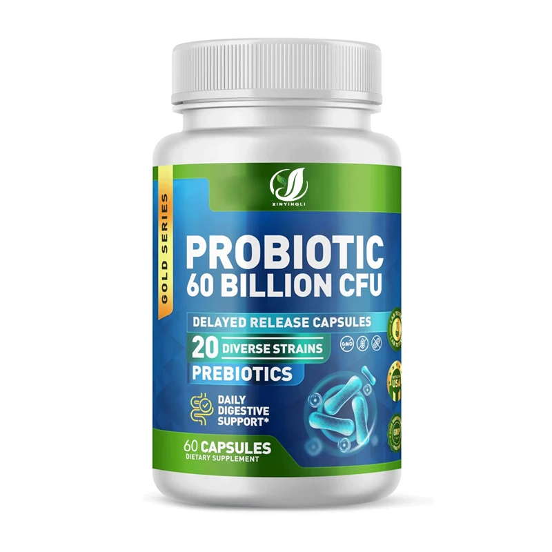 

60 billion colony forming units of probiotics -20 strains+prebiotics, immune and digestive support, 60 capsules