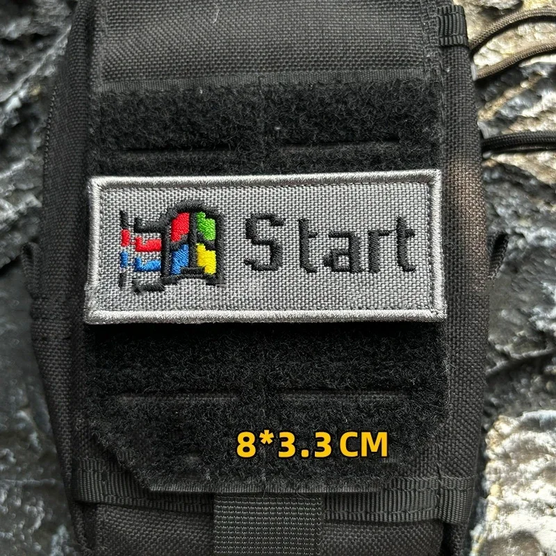 Win Window Key Embroidery Hook and Loop Patch Functional Pixel Nostalgic Computer Start Logo Patches Tactical Backpack Stickers