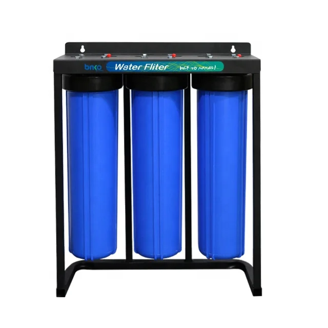 نظام تصفية المياه بالتناضح العكسي بثلاث مراحل مقاس 20 بوصة مع مبيت مرشح أزرق كبير لترشيح المياه النقية