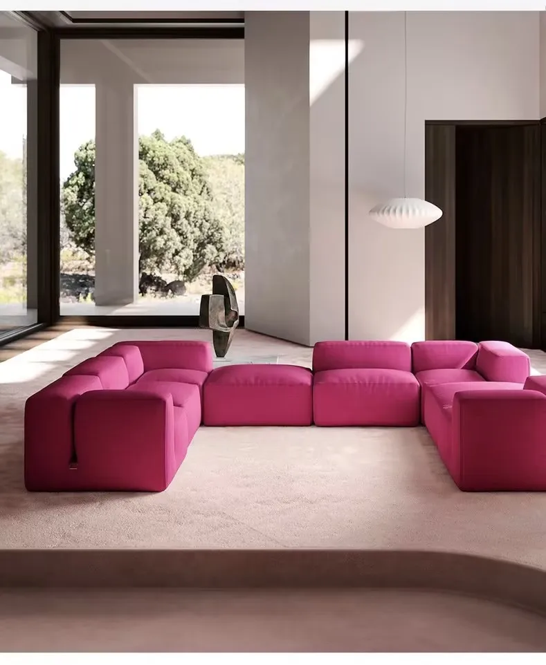 Nordic fabric tofu block sofa Xiaoping straight row expandable