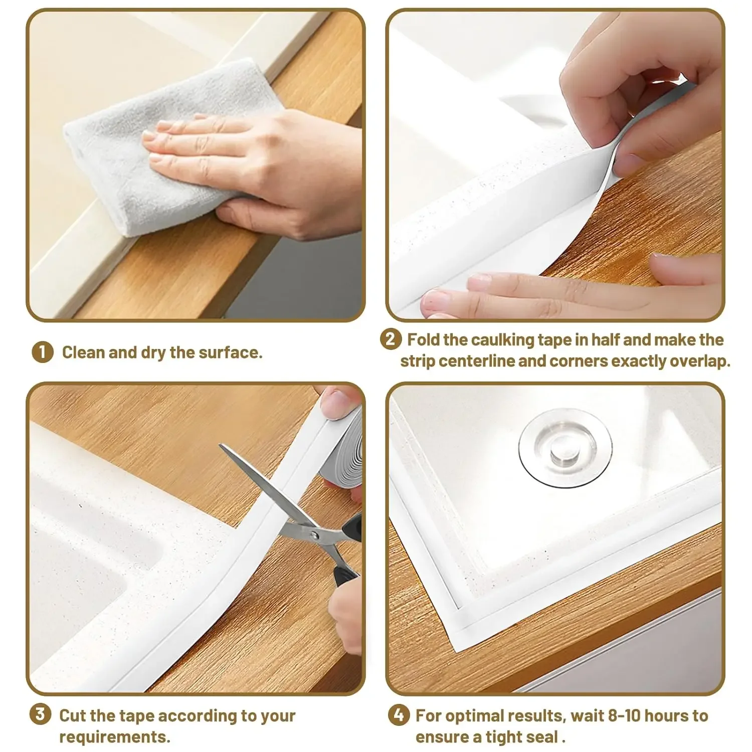 Waterproof Self Adhesive Caulk Tape Toilet Bathtub Sealant Strip for Kitchen Bathroom Sink Countertop Floor Wall Edge Protector