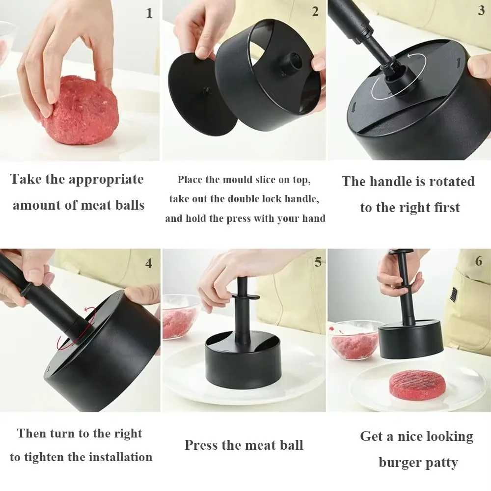 Beef Grilled ABS Hamburger Auxiliary Meat Patty Cutter Round Hamburger Patty Press Mold Meat Patty Making Kitchen Tool