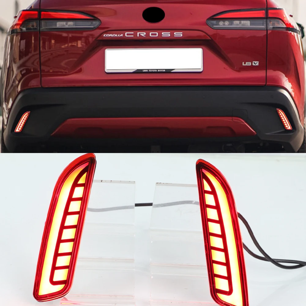 Nice 1 Set LED Reflector Car Rear Fog Lamp Brake Light Dynamic Turn Signal 3-in-1 Functions For Toyota Corolla Cross 2020 2021