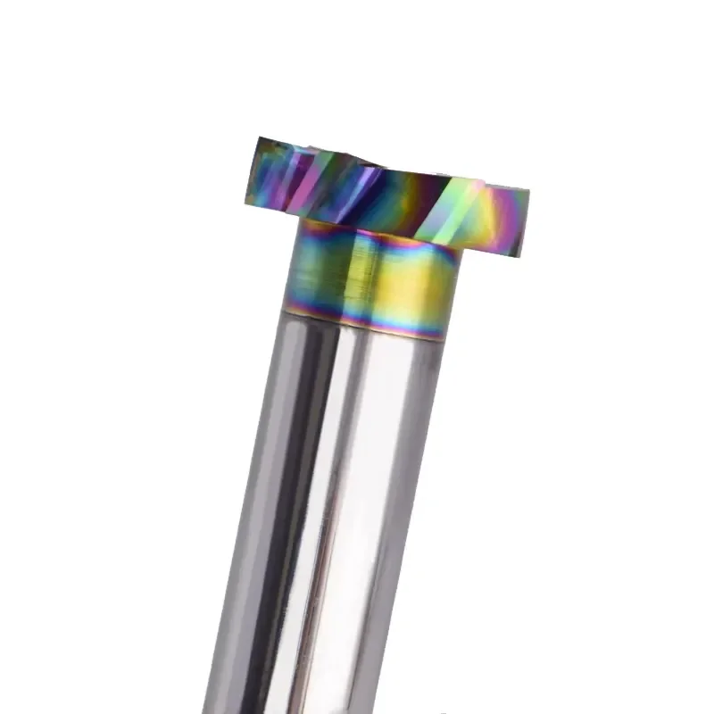 T-Slot Groove Keyhole CNC Bit T Slot End Mill Types Milling Cutter Tool Woodworking Key Hole Router Bit with DLC Rainbow