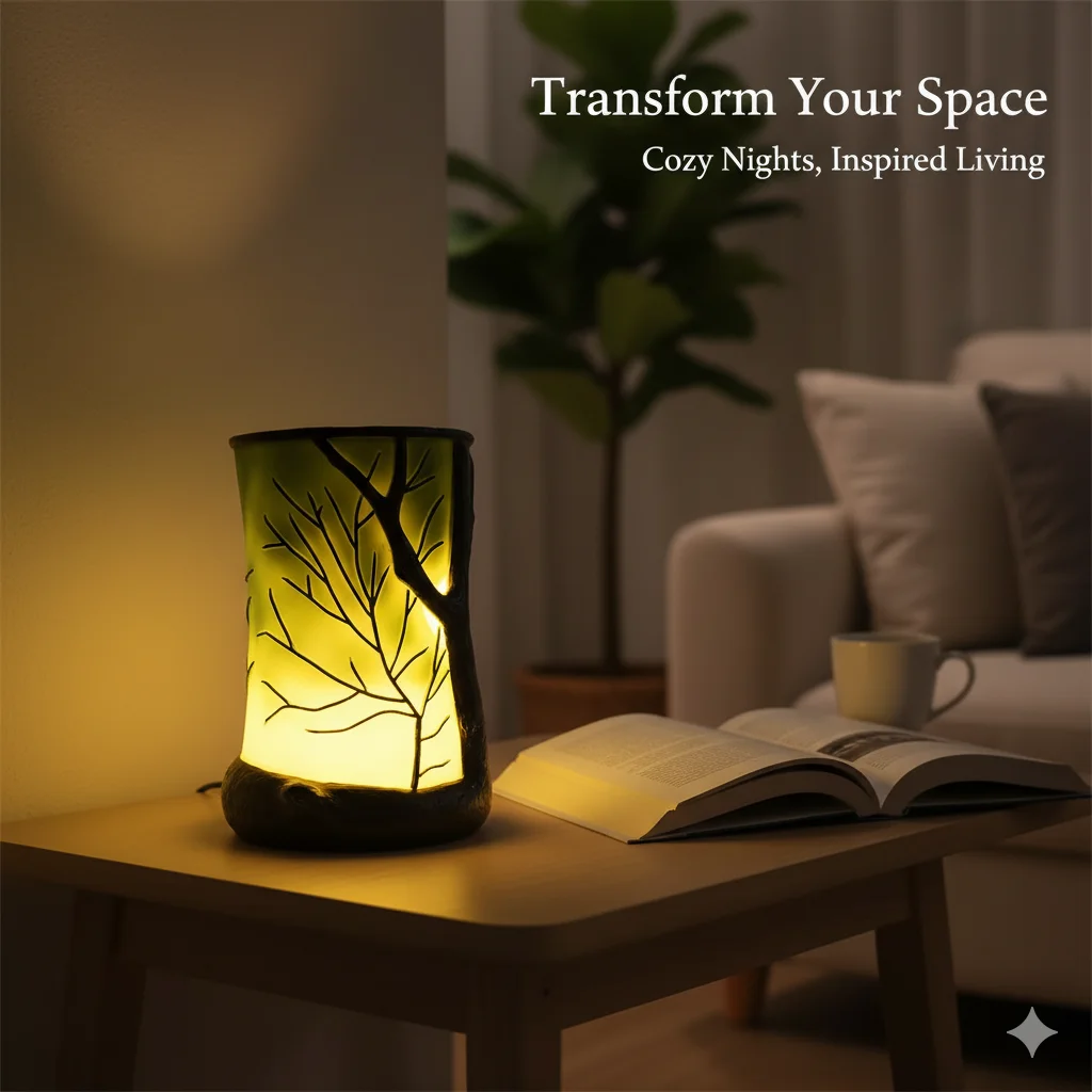 شجرة تصميم الراتنج ليلة مضاءة ساحرة الغابات الطبيعة مستوحاة المحيطة مصباح للمنزل مكتب غرفة نوم الديكور الاسترخاء