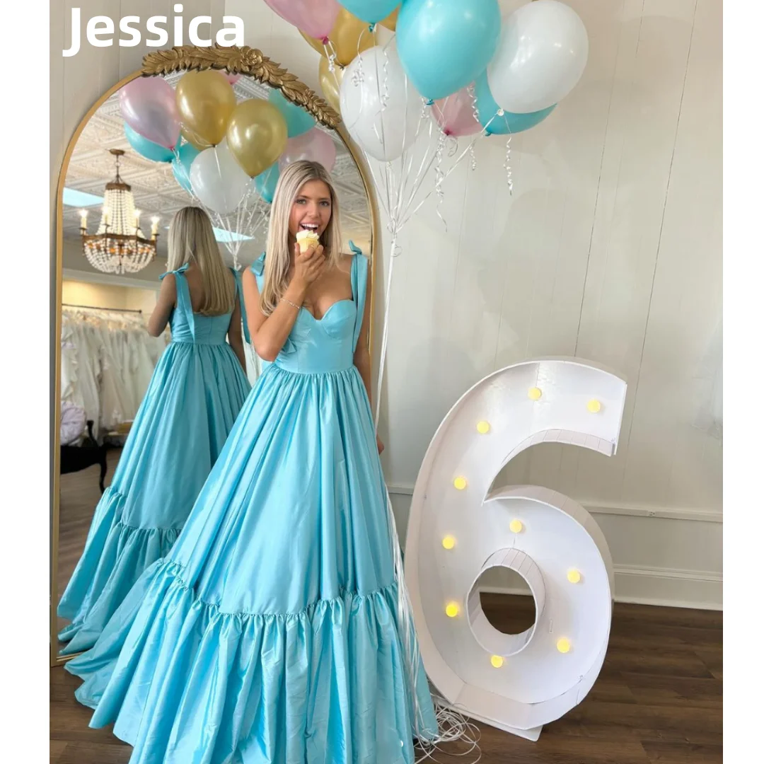 

Jessica Sweet Princess Birthday Prom Dresses Light-blue Taffeta Evening Dresses A-shaped Formal occasions Party Dresses 2024