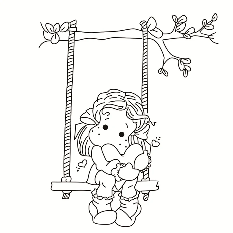 Swing Girl przezroczysty silikonowy przezroczysty gumowy znaczek, arkusz samoprzylepny, DIY Scrapbooking, uroczy wzór, dekoracja kart papierowych,